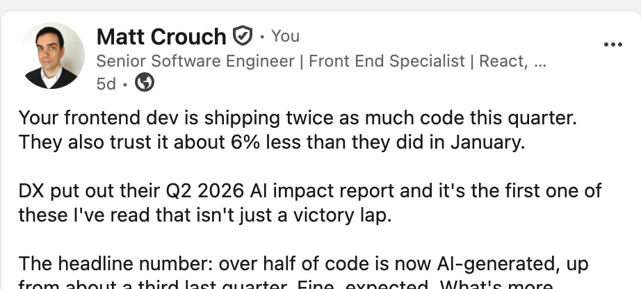LinkedIn post written in my voice by Claude